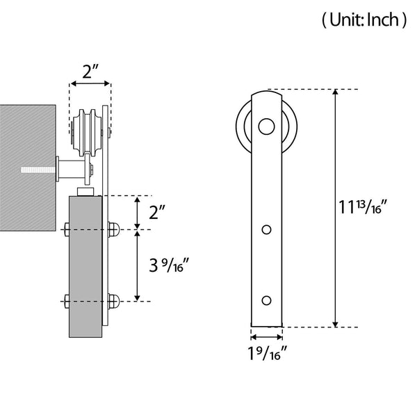 12ft  Sliding Barn Door Hardware Kit (I Shape )