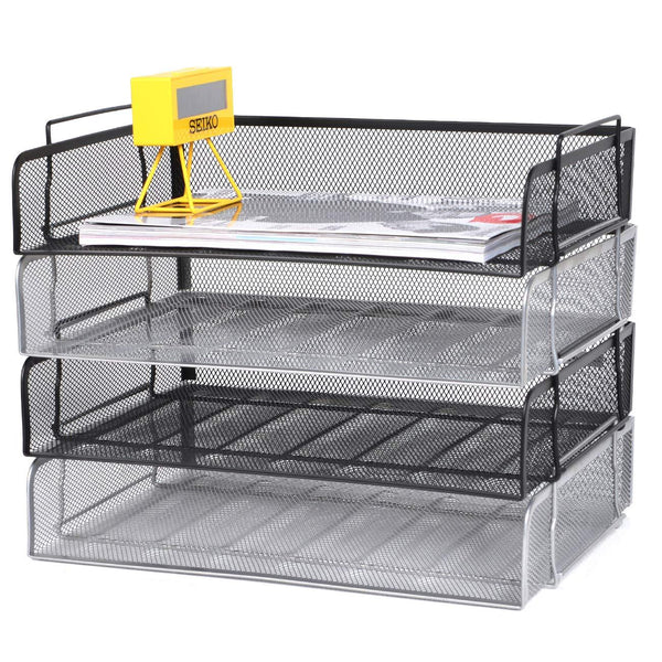 2 Tier Paper Letter Tray Desk Organizer Stackable Desktop File Document Organizer