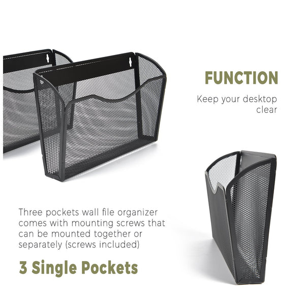 Kinwell Office Hanging Mesh Document Storage Pockets Magazine Rack Wall File Holder