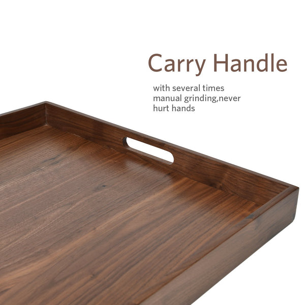 Kingcraft 19x19 inches Large Square Wooden Solid Black Walnut Serving Tray with Handle