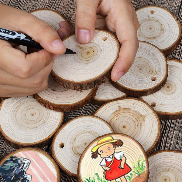 30Pcs Natural Fir Wood Slices