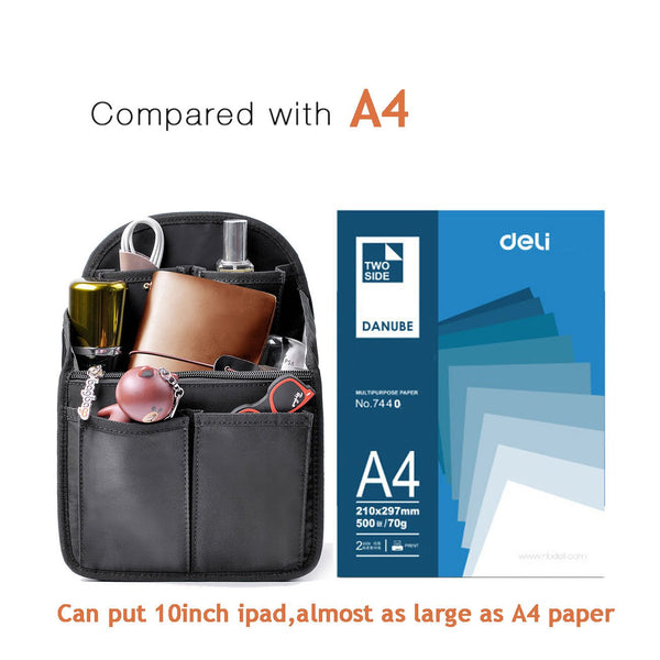 bag in bag Backpack Insert Organizer Diaper Shoulders Bag Handbag Organizer fit MCM(Mini Black)