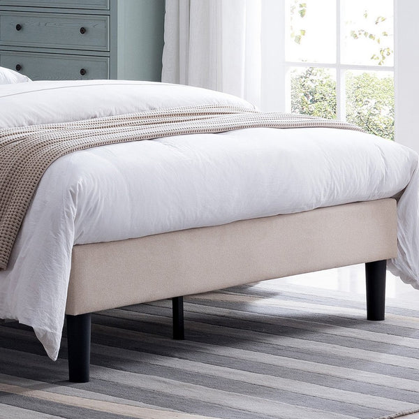 Fully-Upholstered Queen-Size Platform Bed Frame