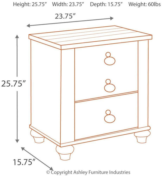 Rustic Farmhouse Style 2 Drawer Nightstand