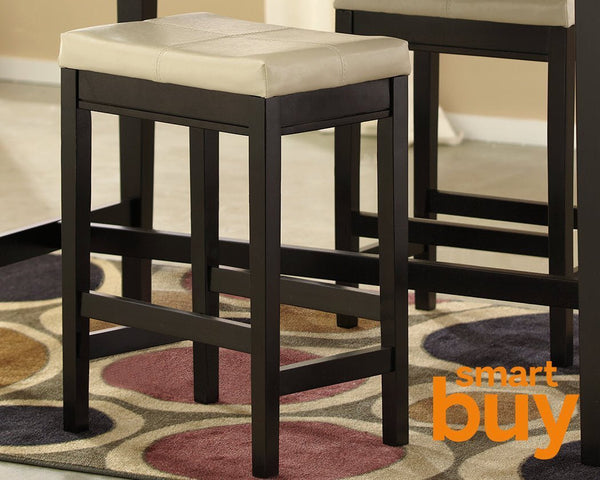 Set of 2 Square Bar Stool,Ivory with Black