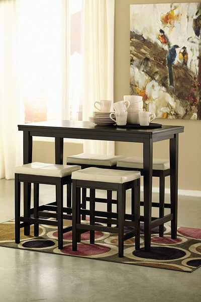 Set of 2 Square Bar Stool,Ivory with Black