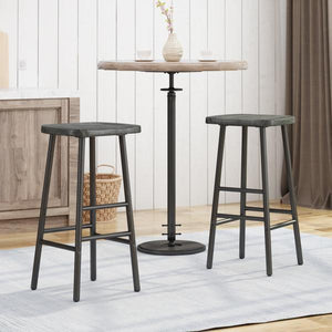 Bar Stools, Pine Veneer, Iron Frame (Set Of 2)