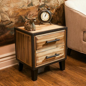 Lochmere Natural Stain Solid Wood Two Drawer Nightstand