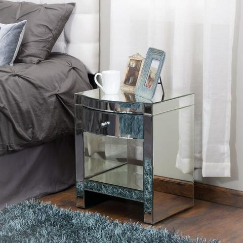 Jacobsen Mirrored Single Drawer Nightstand