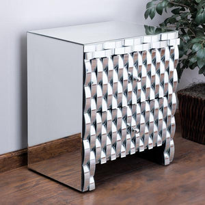 Jessica Mirrored 2-Drawer Nightstand Cabinet