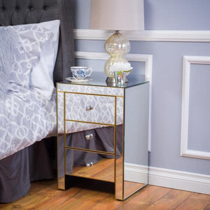 Arnold Mirrored 3 Drawer Side Table