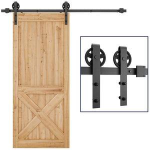 6.6 FT Sliding Barn Door Hardware Kit(Bigwheel Shape)
