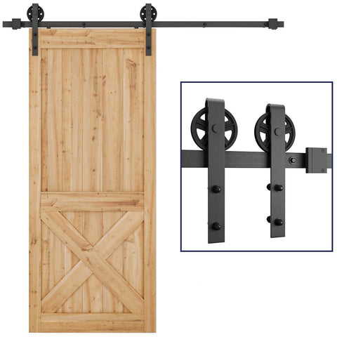 6.6 FT Sliding Barn Door Hardware Kit(Bigwheel Shape)