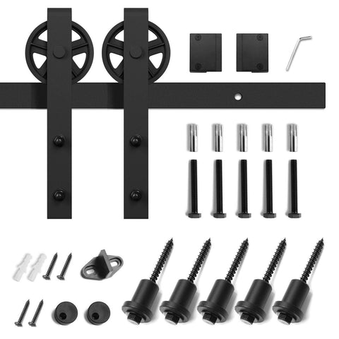 10 FT Sliding Barn Door Hardware Kit(Bigwheel Shape)