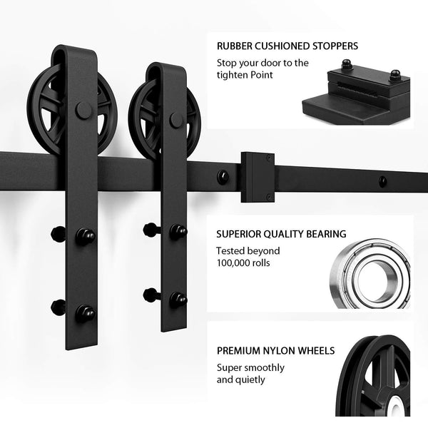 10 FT Sliding Barn Door Hardware Kit(Bigwheel Shape)
