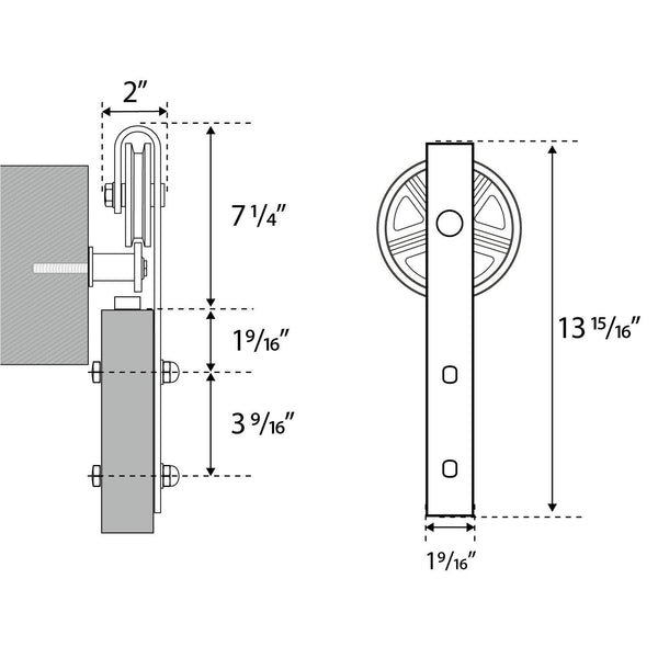 6.6 FT Sliding Barn Door Hardware Kit(Bigwheel Shape)