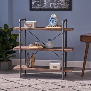 Faux Wood Industrial Three Tier Shelf