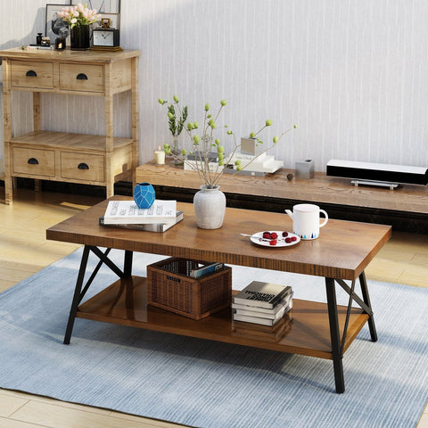 Industrial Faux Wood Coffee Table
