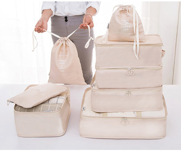 Beschan 8pcs Compression Durable Travel Storage Bag Luggage Organizer Packing Cubes