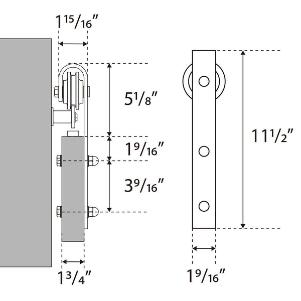 8ft  Sliding Barn Door Hardware Kit (J Shape)