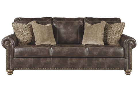 Brown leather sofa
