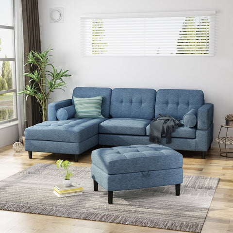 Upholstered Chaise Sectional Sofa Set