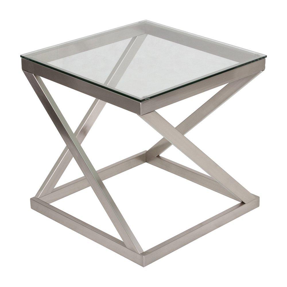 Glass Top Square End Table