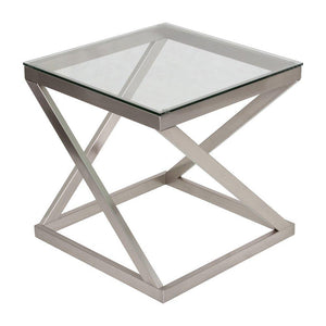 Glass Top Square End Table