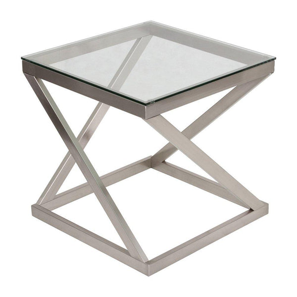 Glass Top Square End Table