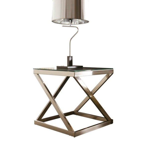 Glass Top Square End Table