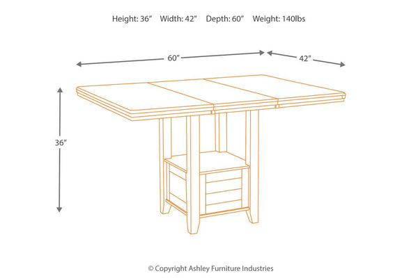 Counter Height Dining Room Extension Table