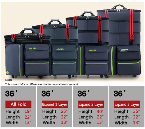 ailouis 36 Inch Expandable Extra Large Wheeled Travel Duffel Luggage Bag (Blue)