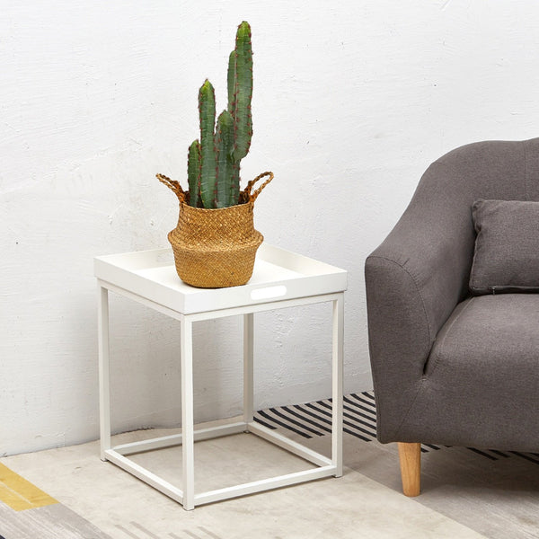 Side Tables with Metal Removable Serving Square Tray
