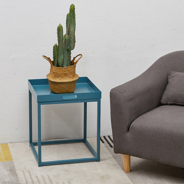 Side Tables with Metal Removable Serving Square Tray