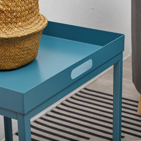 Side Tables with Metal Removable Serving Square Tray