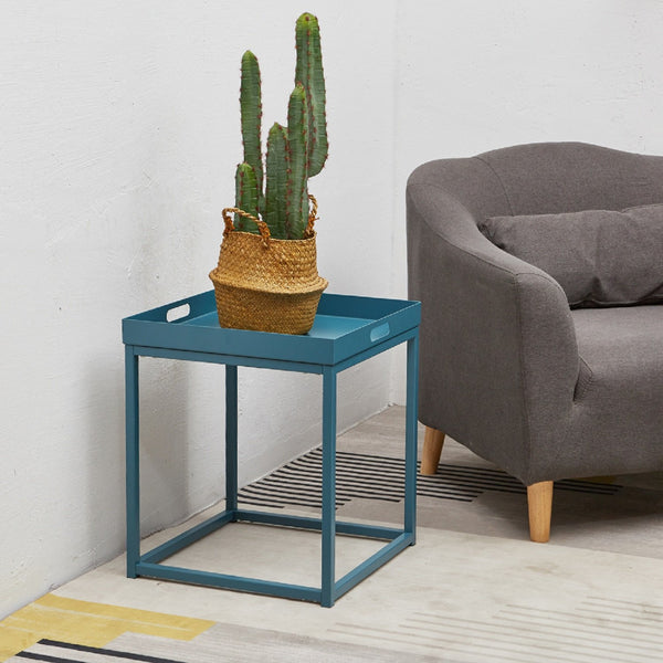 Side Tables with Metal Removable Serving Square Tray