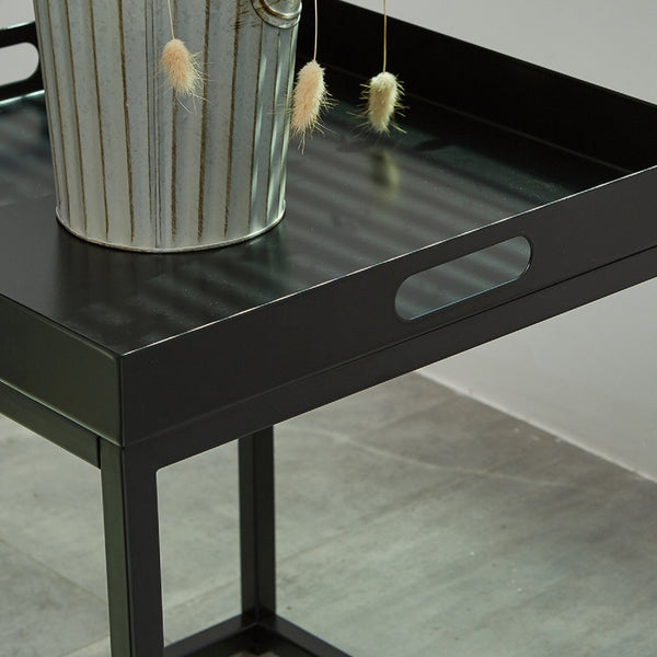 Side Tables with Metal Removable Serving Square Tray