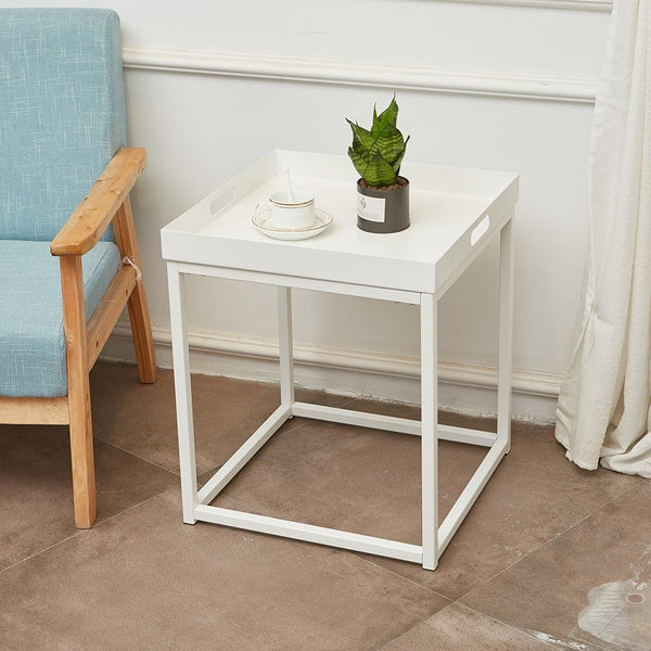 Side Tables with Metal Removable Serving Square Tray