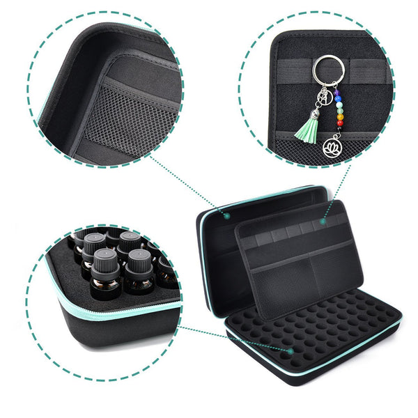 Beschan 42 Essential Oil Holder Traveling Carrying Case Storage Box Hard Shell Dense Foam writable Labels Opener Holds 20/15/10/5 ml Aromatherapy Bottles Roller Bottles